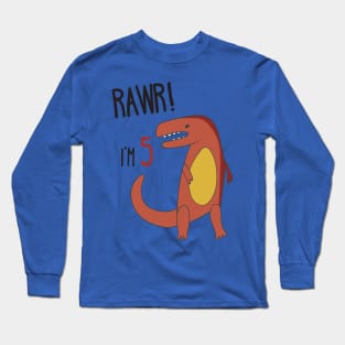 RAWR! I'm 5 Kid's Birthday Dinosaur T-Rex T-shirt Long Sleeve T-Shirt